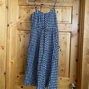 Hem & Thread Navy and White Gingham Midi Dress
